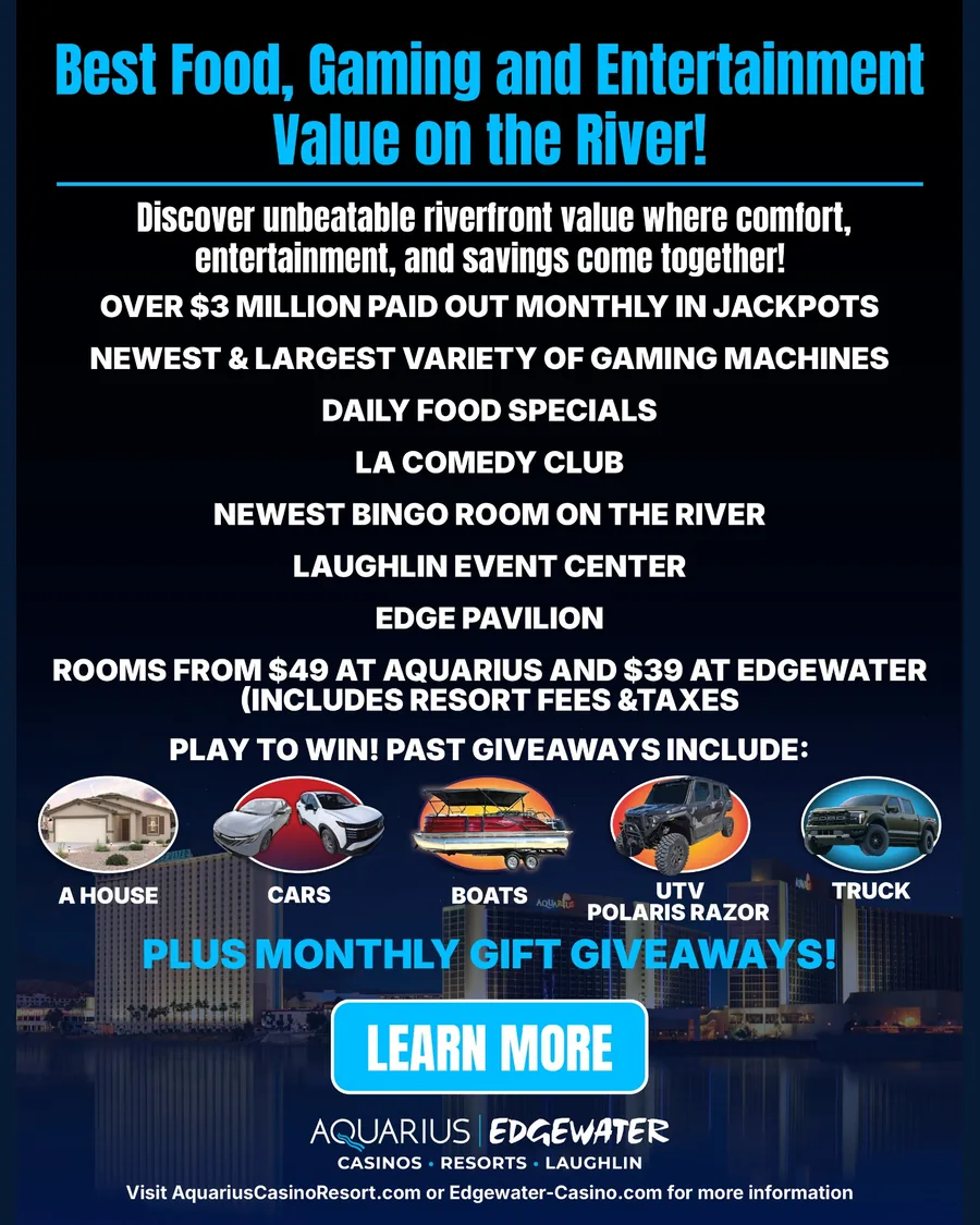 Aquarius & Edgewater Casino Resorts sponsor advertisement